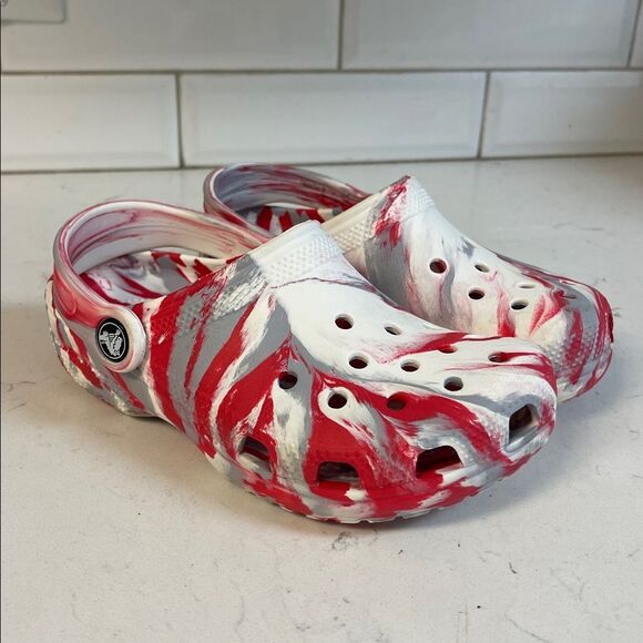 Tie Dye Classic Marbled Crocs Crocs Shoes Classic Marbled Crocs Clogs Black And White Tie Dye  M8/W10 Color: Black/White Size: 10